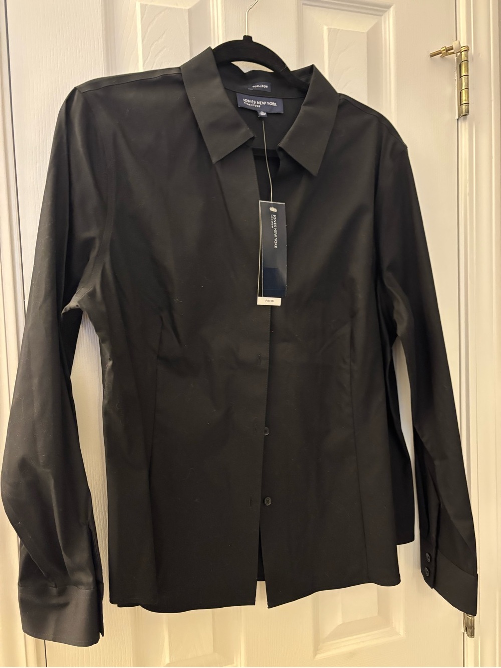 Jones New York NWT Black Non-Iron Easy Care Fitted Button Down Shirt XL